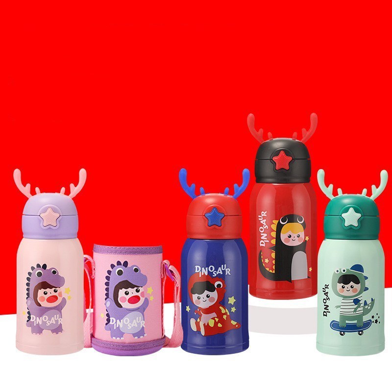 Antlers Star Children's Thermos 316 Stainless Steel kids Student Outdoor Portable Strap Water Bottle Large Capacity Water Cup