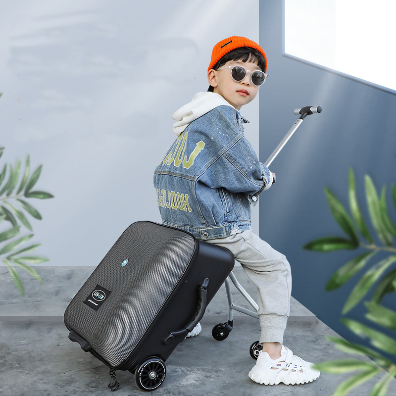 Aluminum Travel Trolley Bag Scooter Kid Suitcase on Wheels Rolling Luggage Small Gift Cute Carry on Trolley Luggage Bag