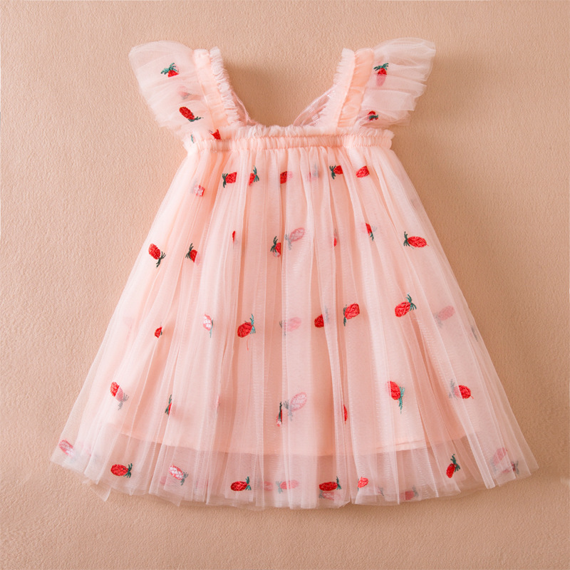 New design strap child fashion Tutu Dresses Kids Butterfly Wings Lace Summer Baby Girl Party Dress