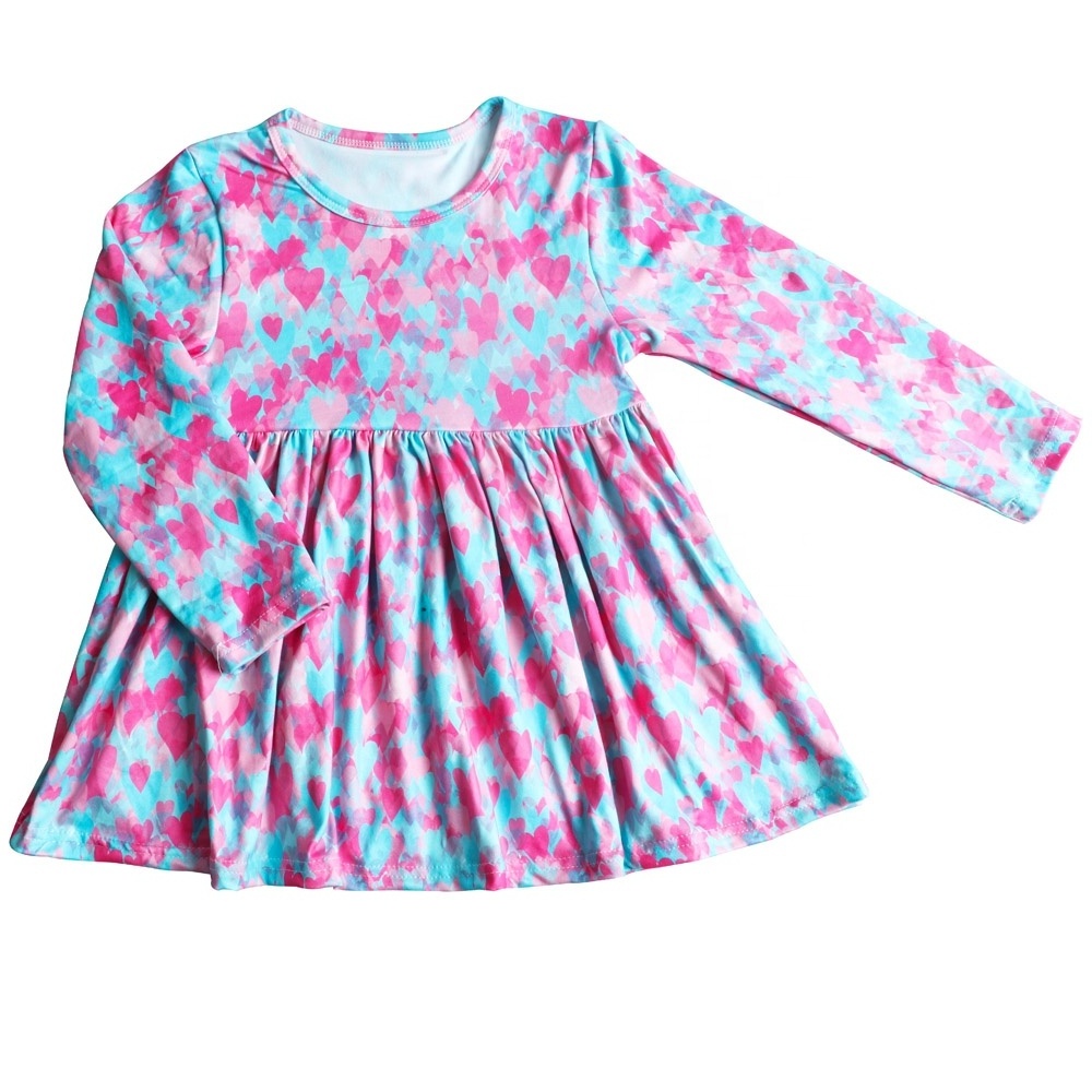 Customized Baby Girls Dress Designs Animal Prints Aqua Tulle Dress Long Sleeves Winter Kids Frock Dress