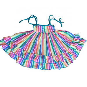 Wholesale Boutique Summer Striped Dress Baby Girl Online Shopping Clothes Rainbow Stripe Dress Girls Skirts Dress