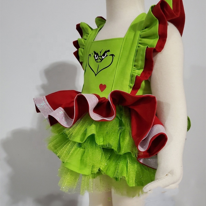 Christmas tutu dress for girls red green monster dresses 5-9 years girl tutu Santa dress