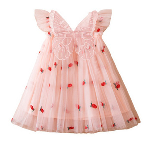 New design strap child fashion Tutu Dresses Kids Butterfly Wings Lace Summer Baby Girl Party Dress