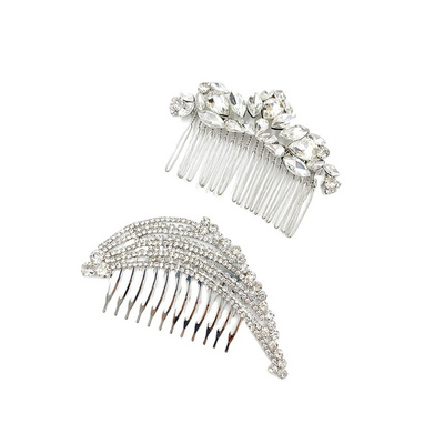 Crystal Wedding Hair Accessories  Silver Hair Women Jewelry Glass Rhinestone Princess Hair Combs