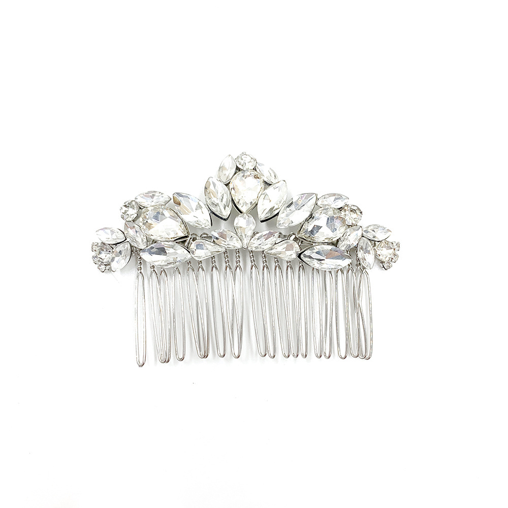 Crystal Wedding Hair Accessories  Silver Hair Women Jewelry Glass Rhinestone Princess Hair Combs