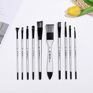 Boyi Xuan Hot Sale 10Psc Nylon hair Wooden grip Painting Brushes set Painting Set Art Supplies Use Canvas Packages