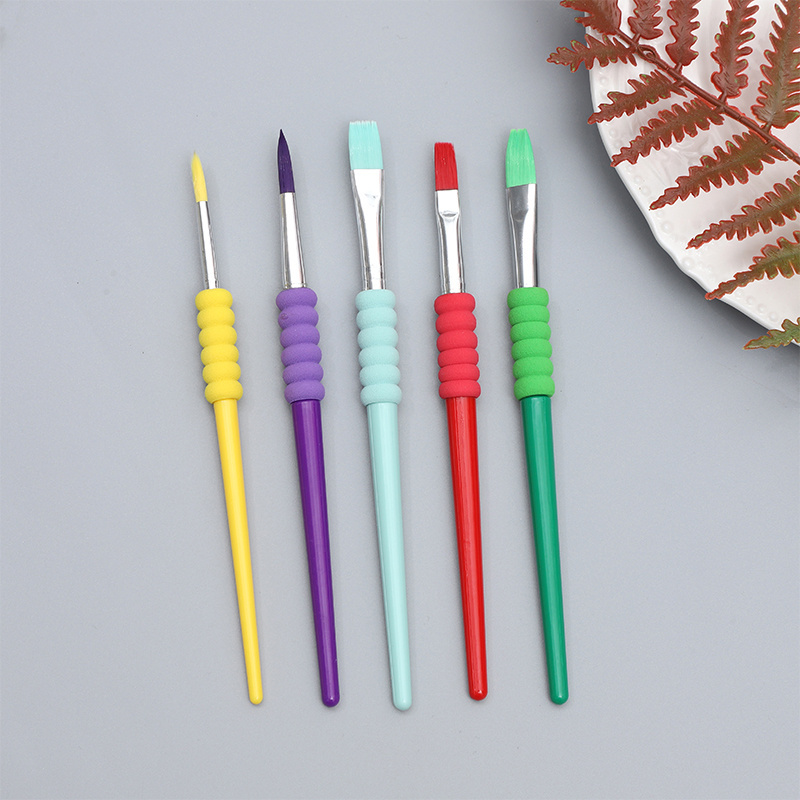 Bo Yi Xuan  Candy Color 5 Brushes Set children's plastic rod water chalk oil painting brush