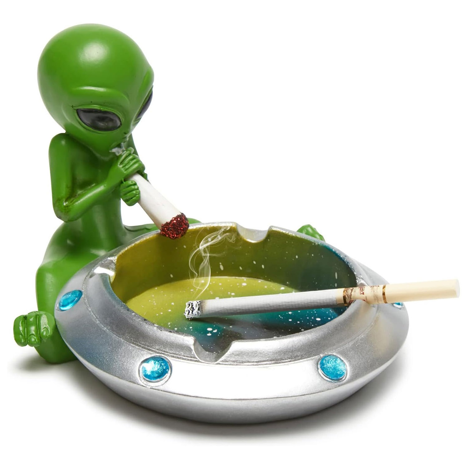 Cute Cool Outer Space Style Resin Ashtray for Smokers Cigarettes Desktop Indoor Outdoor Apartment Patio Use