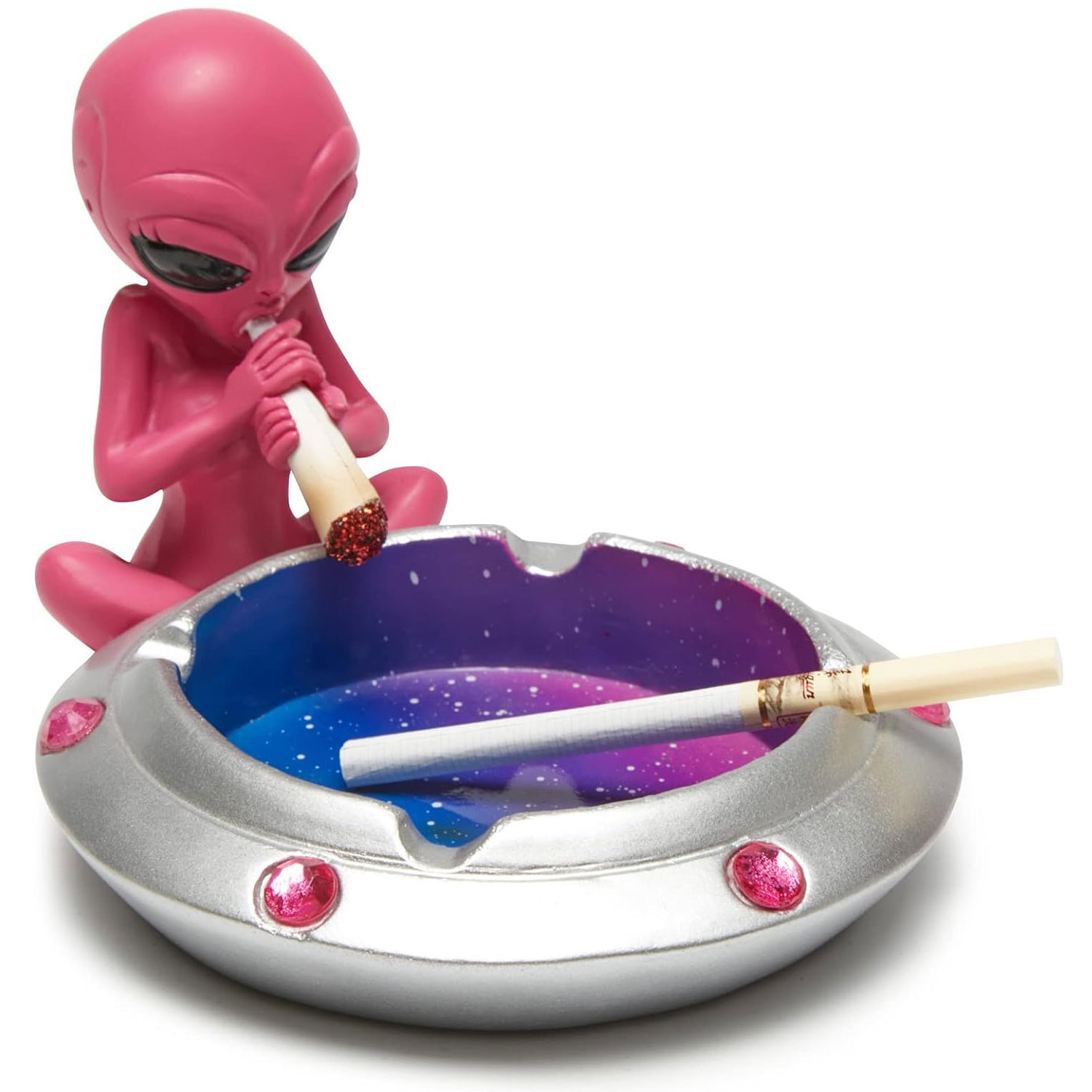 Cute Cool Outer Space Style Resin Ashtray for Smokers Cigarettes Desktop Indoor Outdoor Apartment Patio Use