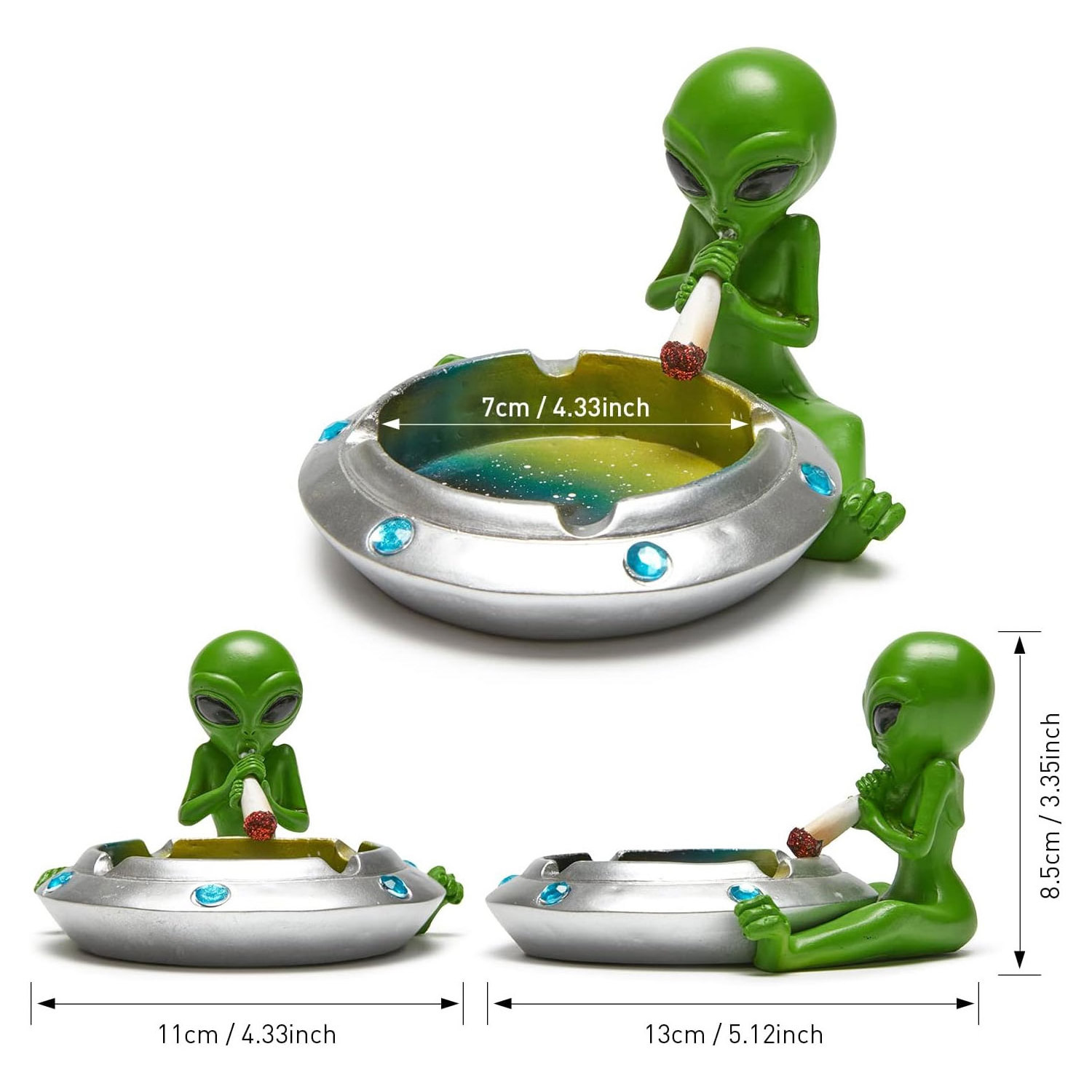 Cute Cool Outer Space Style Resin Ashtray for Smokers Cigarettes Desktop Indoor Outdoor Apartment Patio Use