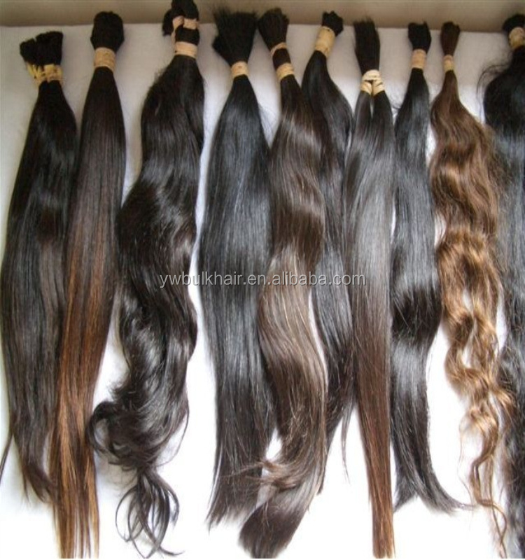 100% Natural Virgin Indian Remy Hair Bulk Wholesale; Raw virgin unprocessed human Loose/bulk Hair