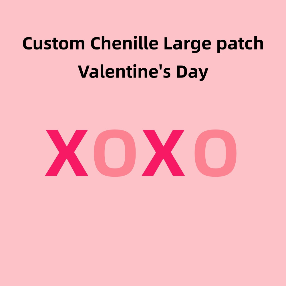 New Arrival XOXO Chenille Sequin Woven Patches Wholesalers Letter Valentine XOXO Iron On Embroidery Chenille Patches