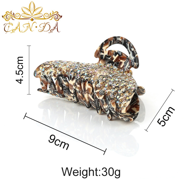 New products good quality fancy slimming hair claw dark color diamond hair clip rhinestone hair claw