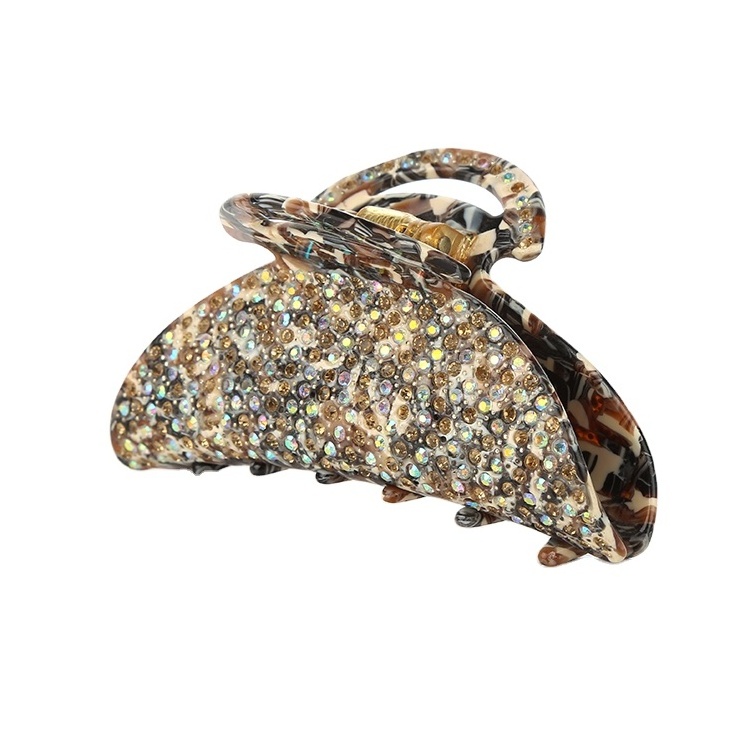 New products good quality fancy slimming hair claw dark color diamond hair clip rhinestone hair claw