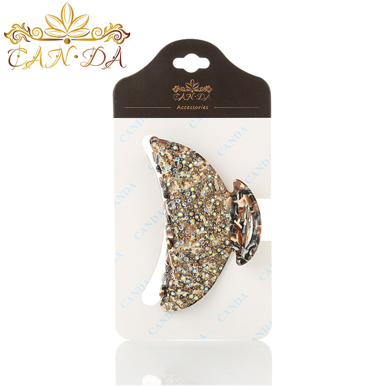 New products good quality fancy slimming hair claw dark color diamond hair clip rhinestone hair claw