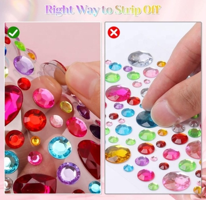 Rhinestone Gem Stickers Self Adhesive Colorful Stick on Gems Bling Craft Jewels Crystal Stickers Decorative Diamond Stickers