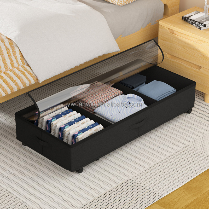 Under Bed Storage with Wheels And ZIP Containers Large Under Bed Rolling Storage with Lid Bedroom Storage Organizer for Clothes