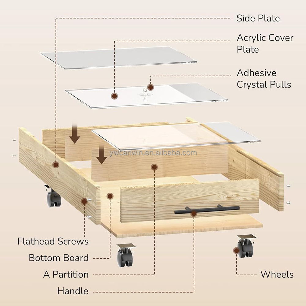 Wooden Under Bed Storage with Wheels Containers Large Under Bed Rolling Storage with Lid Bedroom Storage Organizer for Clothes