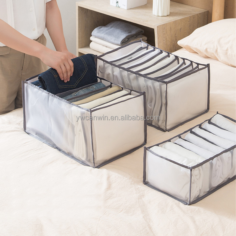 Extra large 7 compartments water laundry cabinet clothes storage box jeans compartment storage box foldable closet drawer