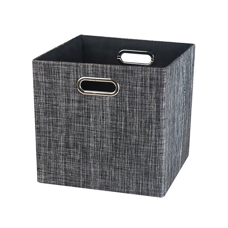 Clothes Toys Book Wine Storage Basket With Metal Handle Trunk Organizer Linen Collapsible Sturdy Closet Storage Box