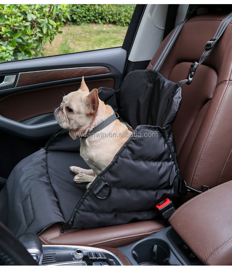 Dogs Car Seat Carrier Detachable and Washable Ultra Soft Car Travel Bed with Clip-on Storage Pockets Puppy Dog Booster Seats