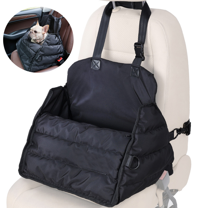 Dogs Car Seat Carrier Detachable and Washable Ultra Soft Car Travel Bed with Clip-on Storage Pockets Puppy Dog Booster Seats