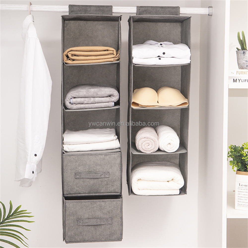 Hanging Closet Organizer and Storage Easy Mount Foldable Hanging Closet Wardrobe Storage Shelves Clothes Handbag Shoes