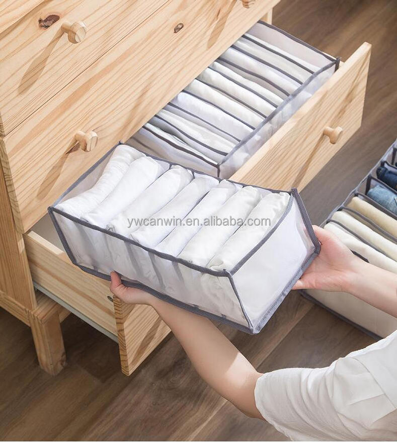 Extra large 7 compartments water laundry cabinet clothes storage box jeans compartment storage box foldable closet drawer