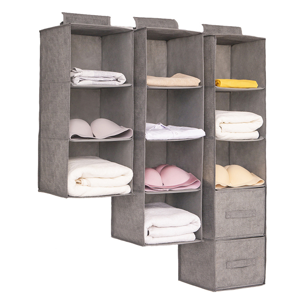 Hanging Closet Organizer and Storage Easy Mount Foldable Hanging Closet Wardrobe Storage Shelves Clothes Handbag Shoes