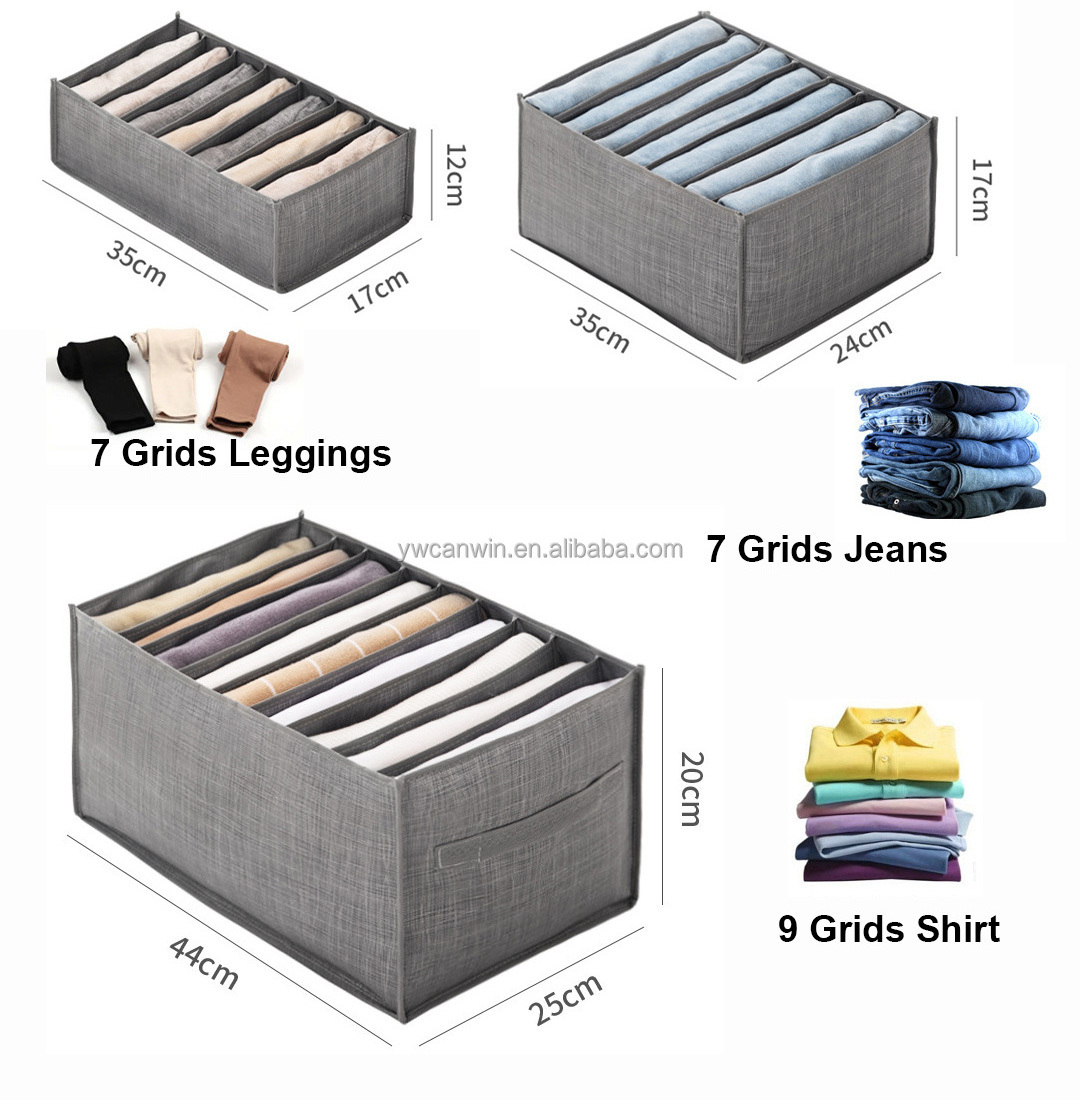 7 and 9 Grids Wardrobe Clothes Organizer Foldable Drawer Dividers for Clothes Jeans T-shirt Closet Organizers and Storage