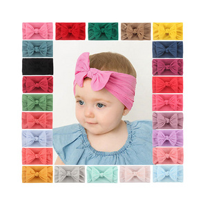 Scrunchie Soft Nylon Baby Girl Headbands And Cute Kids Bows Hairband