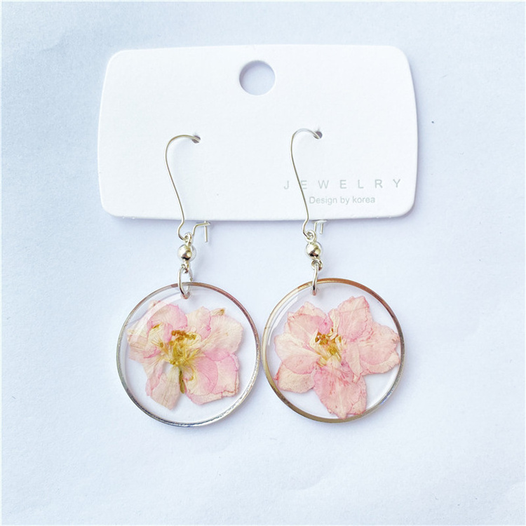 Summer New Style Simple Fashion Acrylic Resin Flower Earrings Women Dried Flower Clear Resin Earrings Jewelry Wholesale