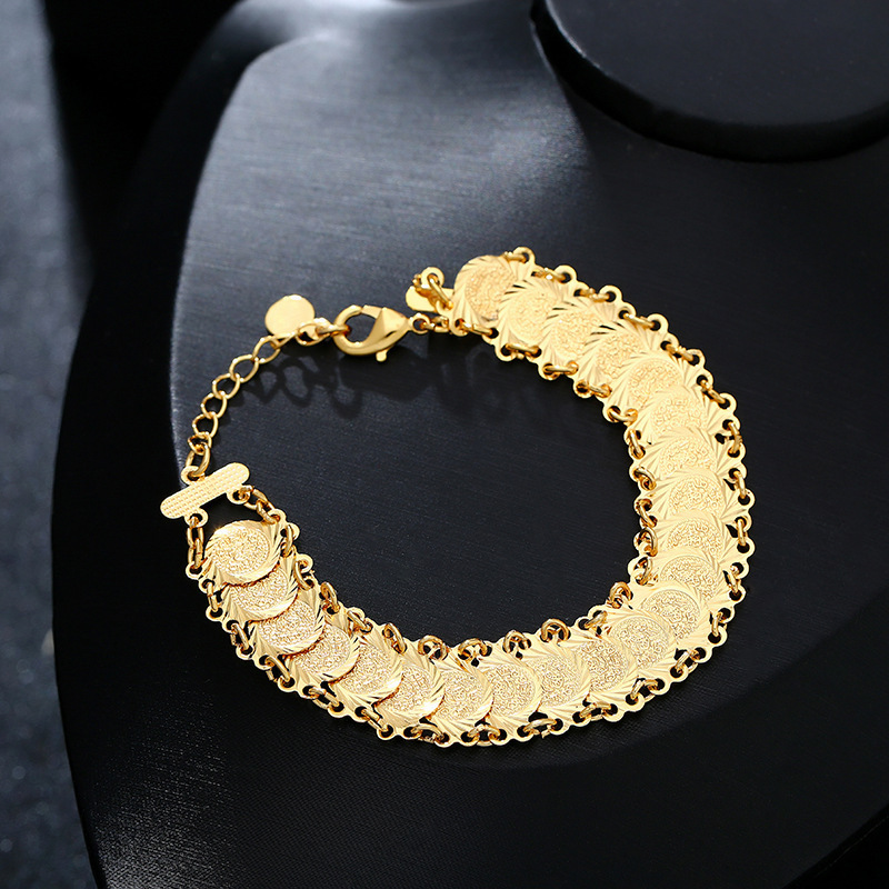 Mid East Arabic Money Gold Stainless Steel Necklace Earring Bracelet Ring Set for Man and Women