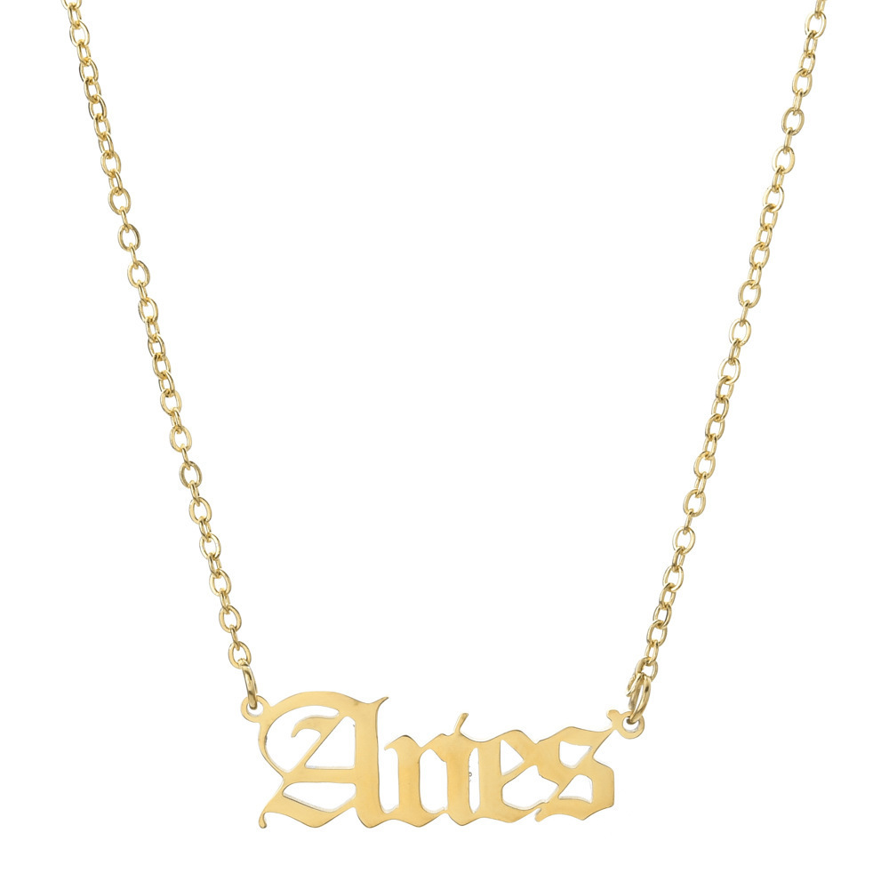 Custom Jewelry Gold Plated Personalized Stainless Steel Zodiac Jewelry Necklace For Women