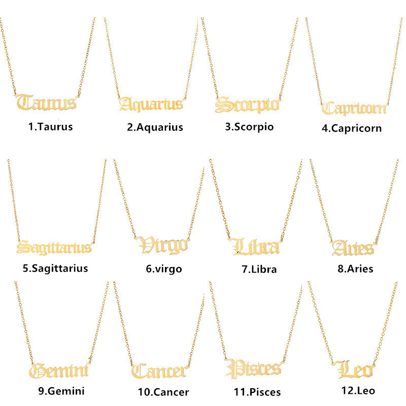 Custom Jewelry Gold Plated Personalized Stainless Steel Zodiac Jewelry Necklace For Women