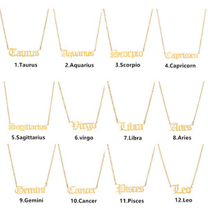 Custom Jewelry Gold Plated Personalized Stainless Steel Zodiac Jewelry Necklace For Women