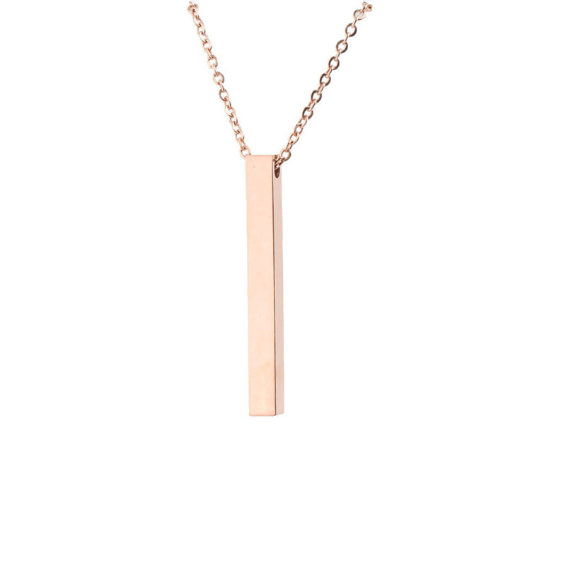 Personalised Custom Name Necklace Fashion Customized Stainless Steel Thin Vertical Rectangular Bar Pendant Chain Necklace