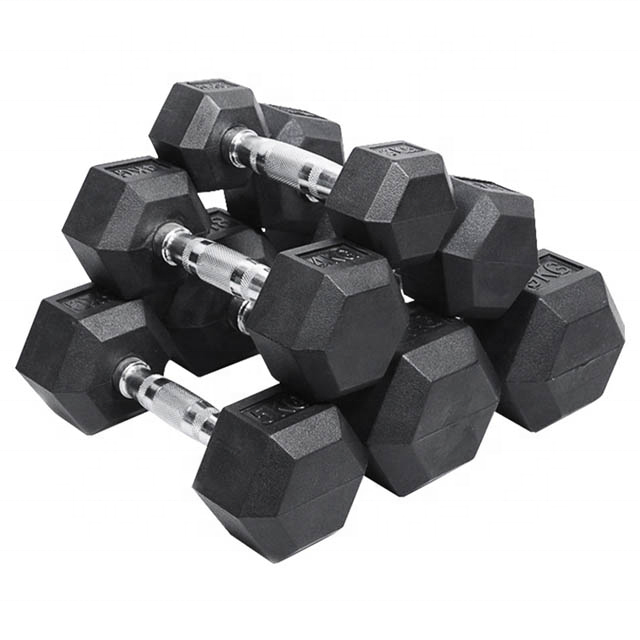 Rubber Hex Dumbbell 2022 custom kg lb gym equipment 5kg 10kg 15kg 20kg 30kg 40kg 50kg rubber coated dumbbell set Price