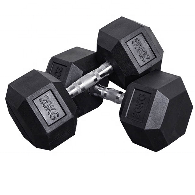 Rubber Hex Dumbbell 2022 custom kg lb gym equipment 5kg 10kg 15kg 20kg 30kg 40kg 50kg rubber coated dumbbell set Price