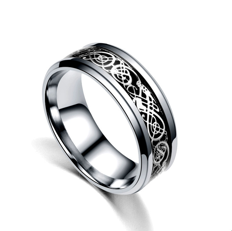 European And American Fashion Custom Titanium Steel Stainless Steel Dragon Fine Ring For Couples Women Men'S Rings