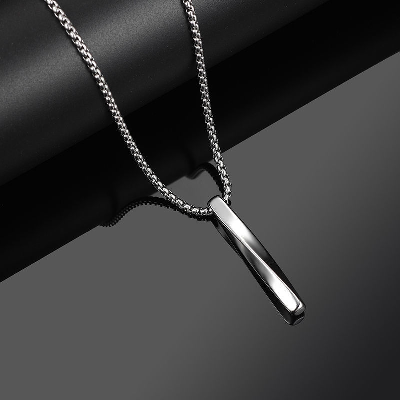 Summer Simple Personality Hip Hop Punk Boy Men Stainless Steel Cool Long Spiral Symbol Pendant Necklace