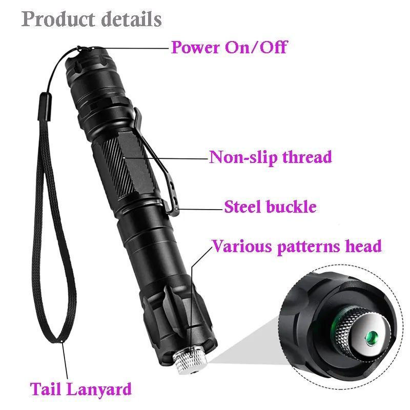 High Power Green Laser Pointer flashlight Tactical Long Range Laser Rechargeable