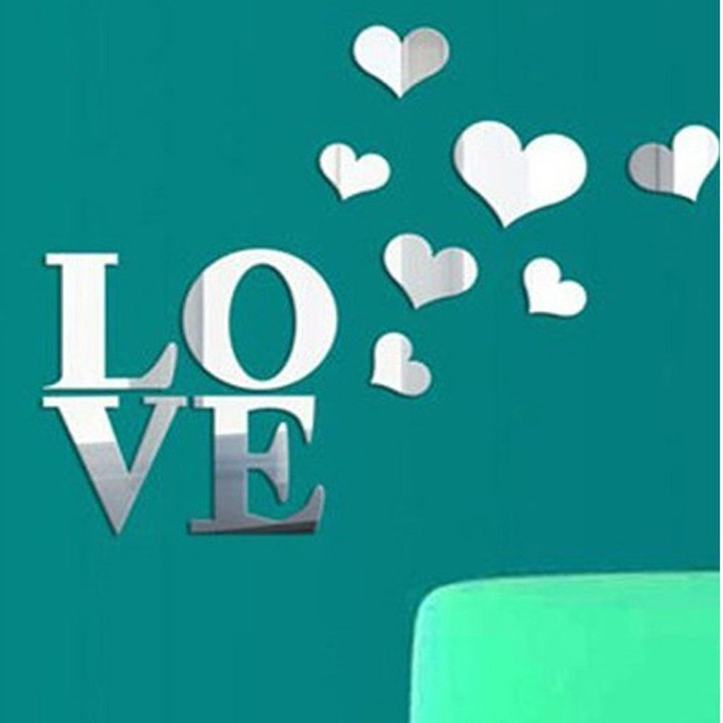 11pcs Love Decoration for Home Sticker Mirror Wall Sticker Heart