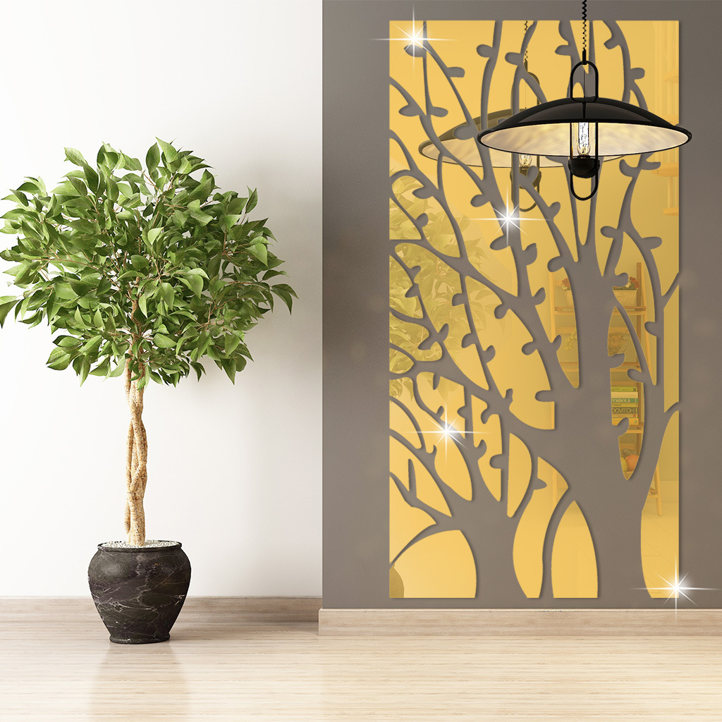 Hot selling DIY home large tree decor acrylic adhesive mirror wall stickers