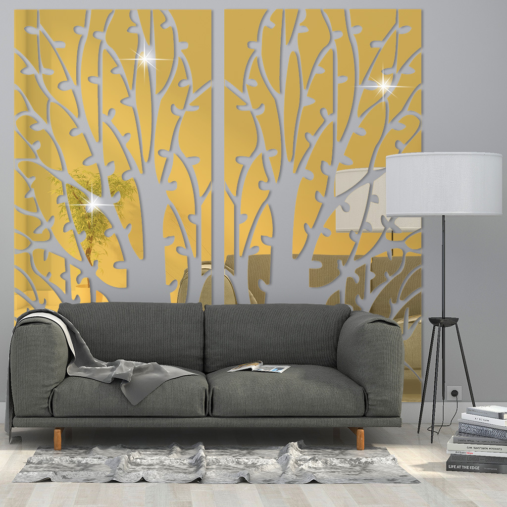 Hot selling DIY home large tree decor acrylic adhesive mirror wall stickers