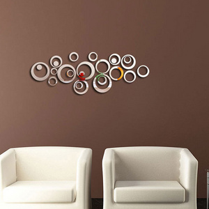 In stock  Silver Acrylic Rings DIY Home Decor Mirror Stickers Wall