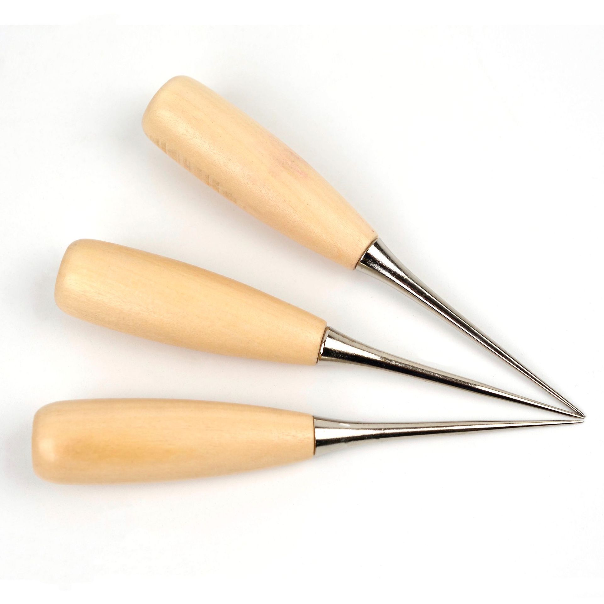 Diy Handmade Leather Tool Wood Handle Awl Tools Stitching Awls Professional Hole Punches Awl Wooden Needle