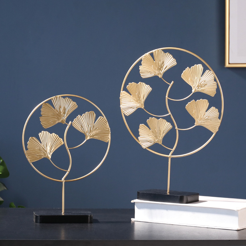 Gold Palm Leaves Modern Plant Ornament Bedroom Home Decoration Accessories For Living Room Gold Iron Shape Crafts Desktop Decor