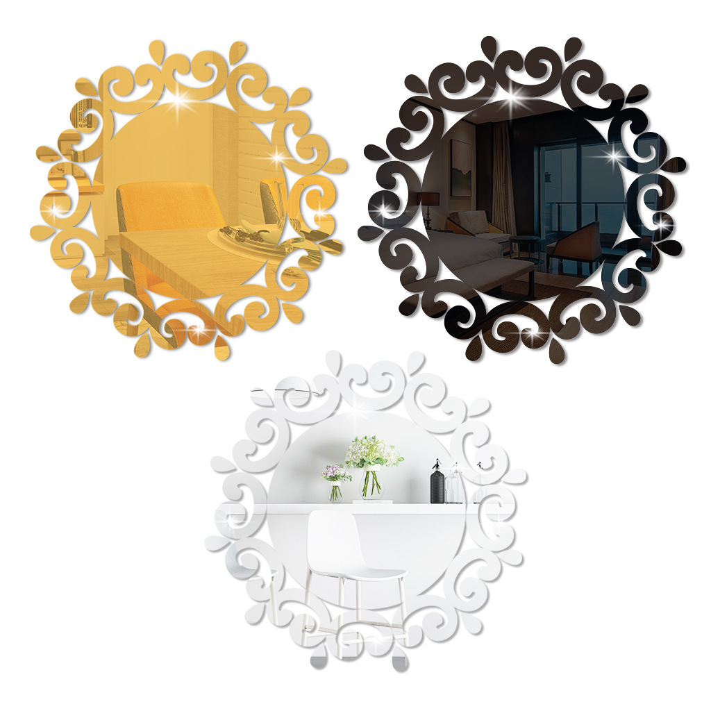 Hot selling Bathroom Hallway Decoration Gold Modern Acrylic Mirror Wall Sticker