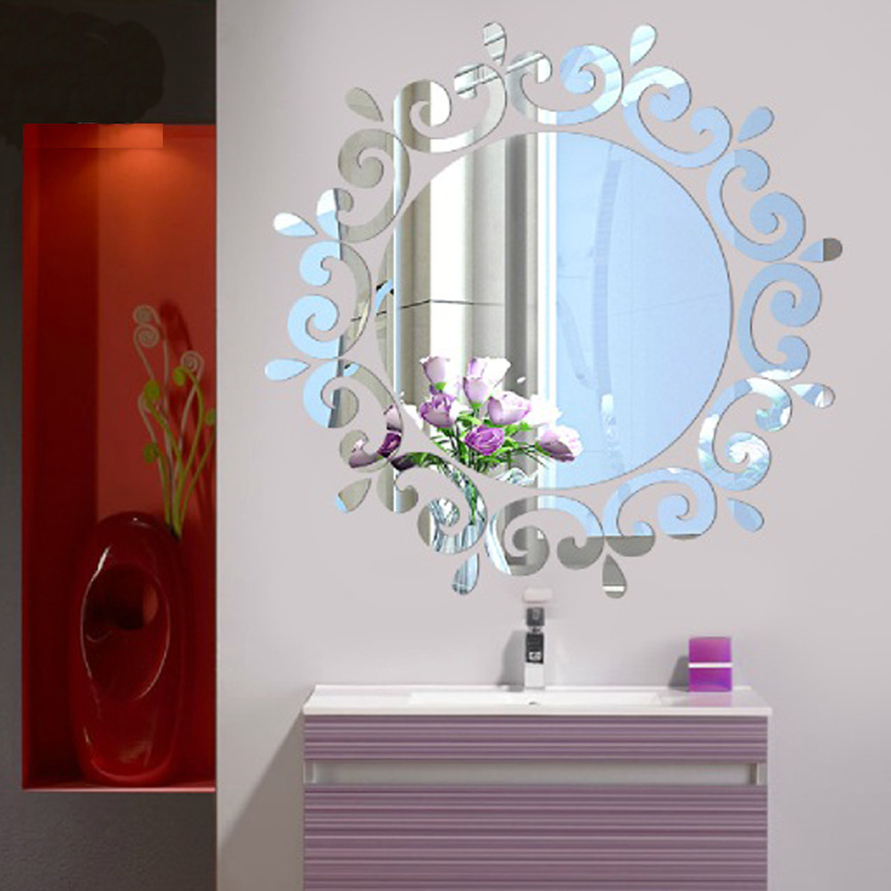 Hot selling Bathroom Hallway Decoration Gold Modern Acrylic Mirror Wall Sticker